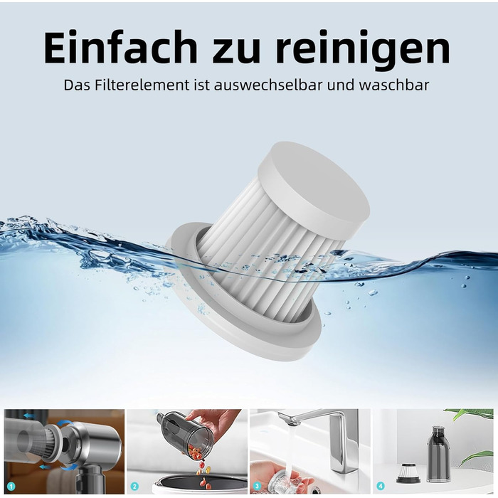 Портативний акумуляторний пилосос NVKHG 18000Pa з безщітковим мотором, 3 швидкості, для авто, дому, офісу, кухні, видалення шерсті тварин (сірий)