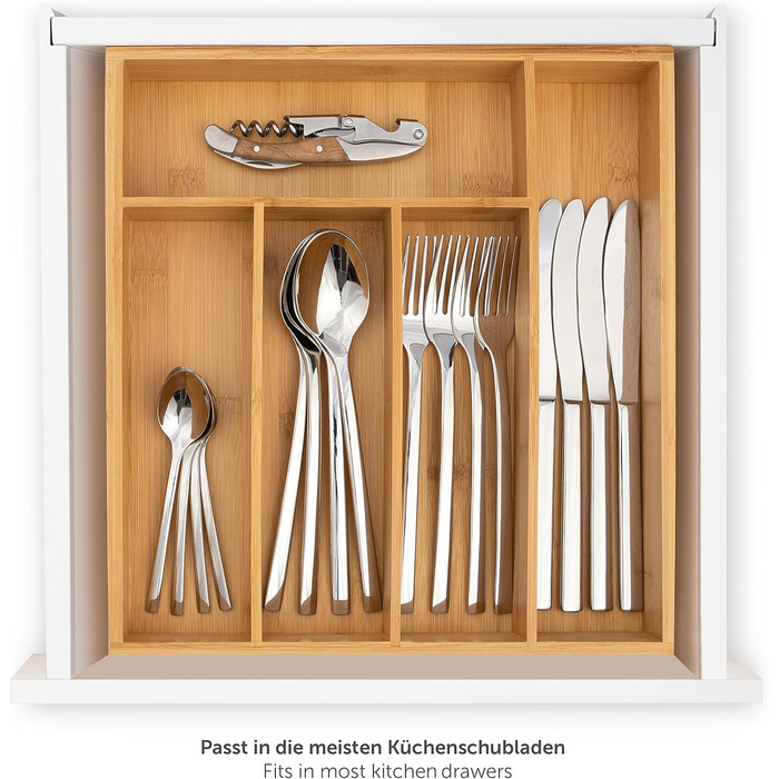 Органайзер для столових приборів Blumtal з бамбука, розсувний, 5-7 відділень, для кухонних шухляд (Ikea Maximera)