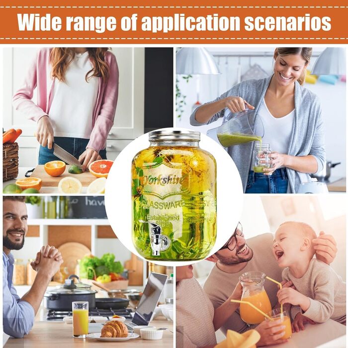 Drink Dispensers for Parties, Leakproof Beverage Dispenser Spigot, Food Grade, Transparent, Iced Beverage Jugs, Party Hosting Accessories for Lemon, Sangria, and Drinks