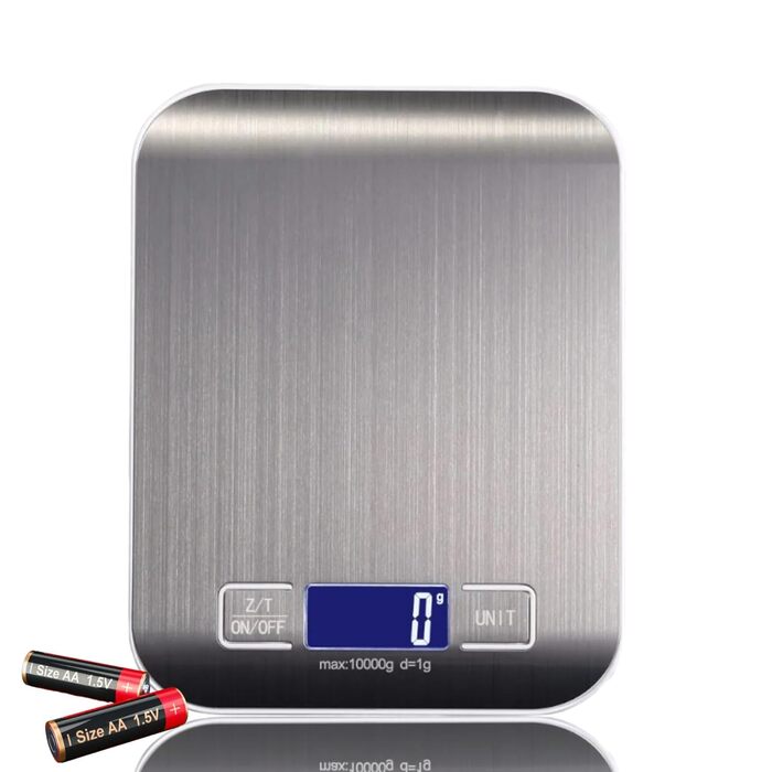 Кухонні ваги DIVID® - професійні цифрове ваги, 0,001 кг - 10 кг, LCD дисплей, функція тарування, ваги для рідини, велика поверхня з нержавіючої сталі