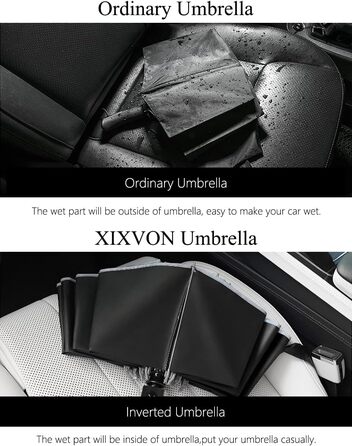 XIXVON Umbrella Pro | LSF 50+ 99% UV Protection, Reflective Safety Stripe, Stable, Windproof, Portable for Travel, Automatic | Inverted Umbrella One Size X2 Pro (White)