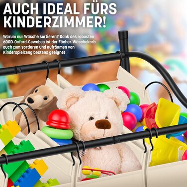 KESSER® Laundry Basket, Laundry Collector, Laundry Sorter with 4 Removable Fabric Bags | 4 Compartments x 35 Liters | Laundry Box with 12 Laundry Instructions, 360° Swivel Wheels with Brake, Laundry Sorting System, Laundry Cart, Beige
