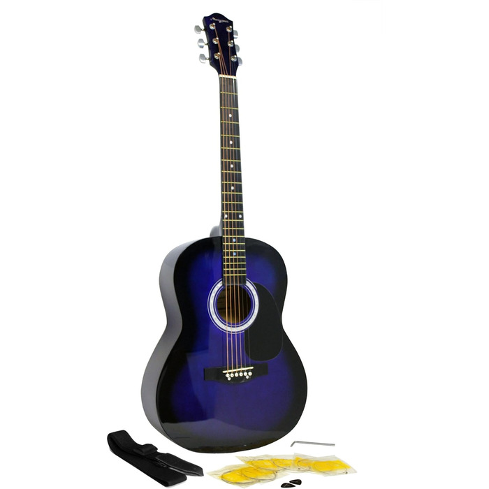Акустична гітара Martin Smith з комплектом: струни, медіатори та ремінь - синього кольору