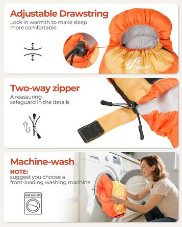 Сплячий мішок Sportneer для кемпінгу: 3-4 сезонний, легкий, компактний, для дорослих