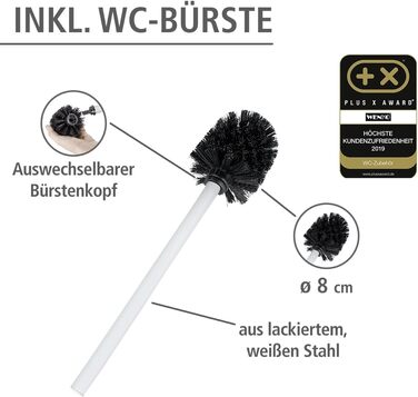 Набір для туалету WENKO Rivalta: тримач туалетного паперу та щітки для унітазу, сталь, білий, 23 x 70 x 18 см