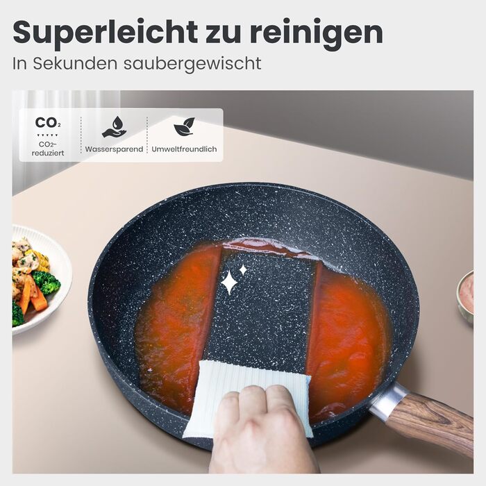 Набір посуду для індукційної плити DishDelight Granit 12 предметів з антипригарним покриттям блакитного кольору (каструлі, сковороди з кришками)