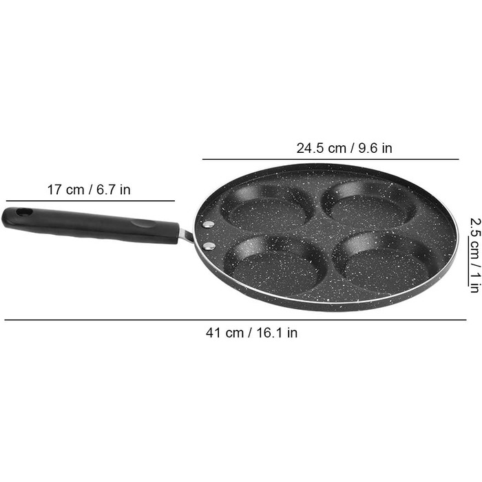 Non-stick frying pan, fried egg burger pan with handle, 4-egg pancake frying pan non-stick fried egg pan with 4 holes crepe pan burger eye pan suitable for gas stove/electric ceramic hob