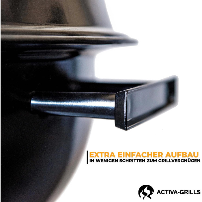 ACTIVA Kugelgrill Montenegro – Преміум гриль-барбекю на вугіллі з регульованою вентиляцією, кришкою та міцною решіткою