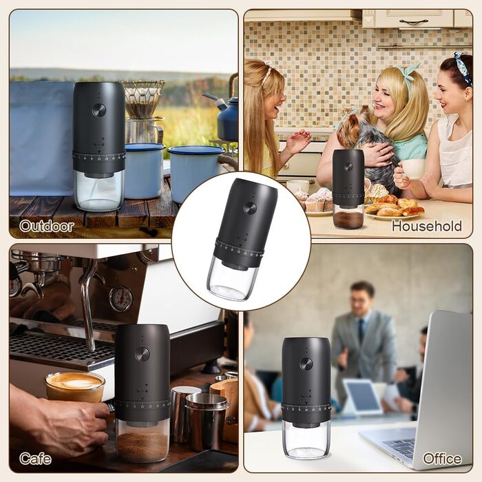 Електрична кавомолка HOTUT з регулюванням помелу, 40 ступенів, з керамічним жорном, акумулятор 1800mAh для подорожей та кемпінгу