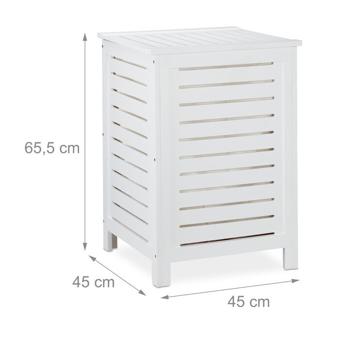 Relaxdays Laundry Hamper Pine Wood White