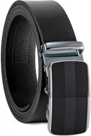 Чоловічий шкіряний ремінь Volmer ATG з автоматичною застібкою та регулюванням | Ширина 35 мм, довжина 125 см, чорний | Можливе скорочення