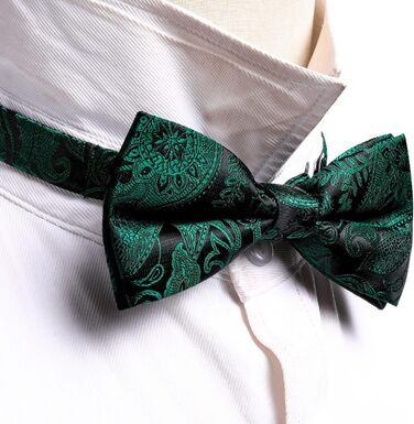 Набір краваток-метеликів Barry.Wang для чоловіків: краватка-метелик, нагрудна хустинка та запонки (Dunkelgrün/Schwarz) для весілля та урочистих подій