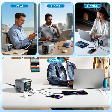 Зарядний пристрій GaN 8-в-1, 420W USB-C, LCD-дисплей, PD140W/QC60W, для iPhone 17/16/15, iPad, Android, планшетів (Срібний)