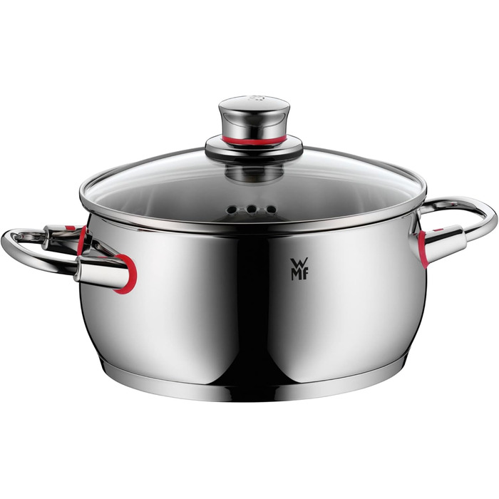 Каструля з ручкою WMF Quality One 16 см без кришки, 1,7 л, каструля для молока, каструля з нержавіючої сталі Cromargan, полірована, без покриття, для індукційних плит