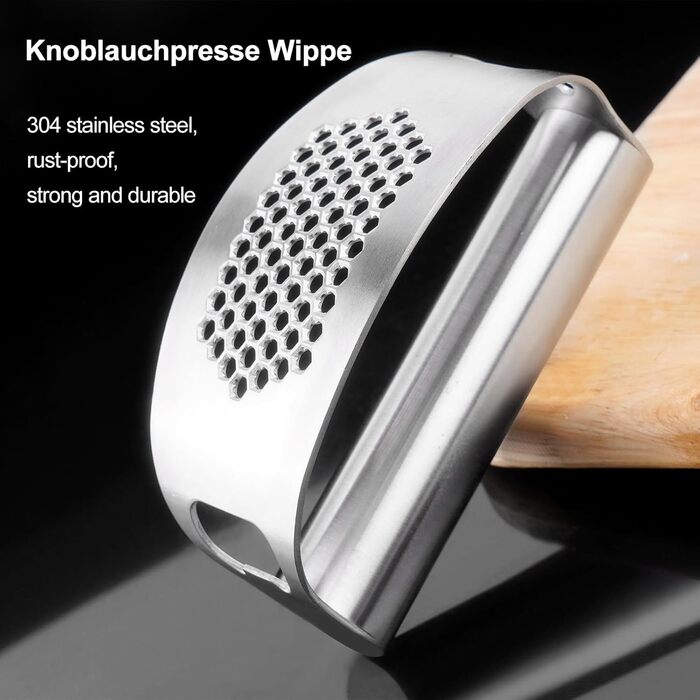 Пресс для часнику з нержавіючої сталі, подвійний функціонал, подрібнювач часнику, безпечний для миття в посудомийній машині
