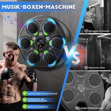 Музична боксерська машина: розумний набір для боксу з Bluetooth, 15 режимів швидкості та лічильник ударів для дорослих