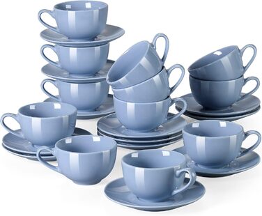 Набір кавових чашок Lovelasa Sweet 12 шт. з блюдцями, 230 мл, білий, для 6 осіб