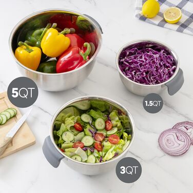 Набір місок для змішування Cook With Color з нержавіючої сталі та мірних стаканів, 11 шт (сірий)
