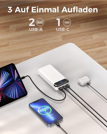 Power Bank Enerwow 27000mAh з PD 30W, USB-C, Digital Display - Зовнішній акумулятор для iPhone 15/14/13/12 Pro Max та інші пристрої