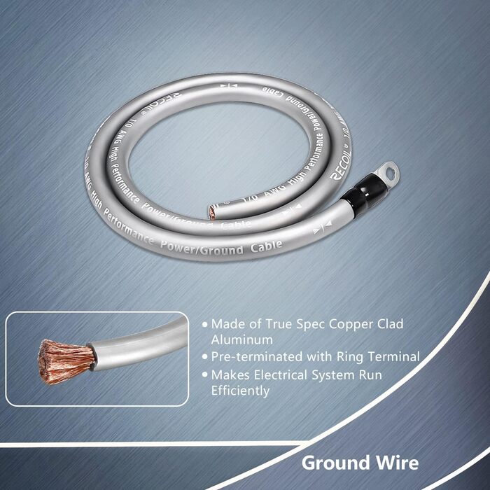 Набір кабелів RECOIL RBG3 1/0 AWG 50 мм² CCA для автомобіля: оновлення Big 3 (акумулятор, маса, двигун)