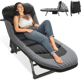 Розкладне ліжко для кемпінгу XXL - широке кемпінгове ліжко, розкладне, легке, з регульованою спинкою, для відпочинку на природі та вдома