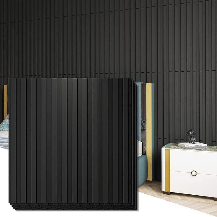 3D Панелі для стін Art3d: чорні, PVC, 12 шт., 50x50 см, 3 м²