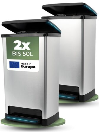 Novaliv Відро для сміття 50л з педальним механізмом та м'яким закриттям - стабільне відро з кришкою для кухні та інших приміщень