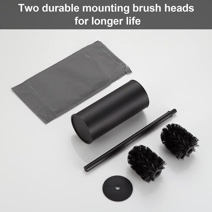 Тримач для унітазної щітки BGL, нержавіюча сталь, кольоровий, круглий, підлоговий, з щіткою, для ванної кімнати (Чорний)