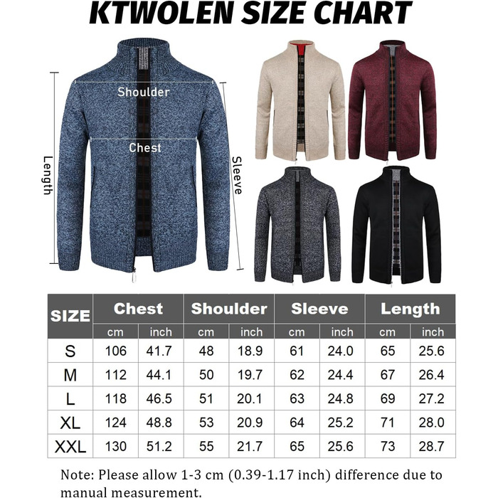 Чоловічий кардиган з флісовою підкладкою: стильна в'язана куртка-світшот на зиму (C-dark grey, C-grey, XXL)