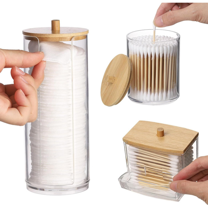 Набір для зняття макіяжу Tecbeauty Wattepad: диски, органайзер, дозатор, бамбуковий ковпачок