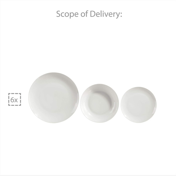 SÄNGER | Tableware New Port white, 18-piece dinnerware set for 6 people made of porcelain, wedding plates, dinner plates | PREMIUM COLLECTION Tableware 18 pcs