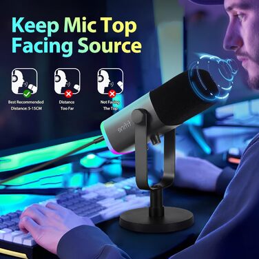 FIFINE XLR мікрофон з кріпленням, USB мікрофон для запису, геймінгу, YouTube, подкастів, конференцій, PS4/5, Mac, мікшера, звукової карти (AM8+BM63)