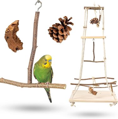 Vogelgaleria® Stunning hanging bird playground with many perches! Great bird toy for budgies, cockatiels & Co.