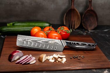 Ніж кухонний Wolfblood PRO Nakiri Damast XL 31 см, сталь Дамаск 67 шарів, 62 HRC, дерев'яна ручка, подарункова коробка