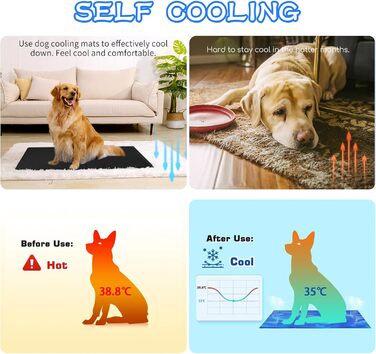 Килимок охолоджуючий для собак та котів, самоохолоджуючий, 65x50 см, чорний