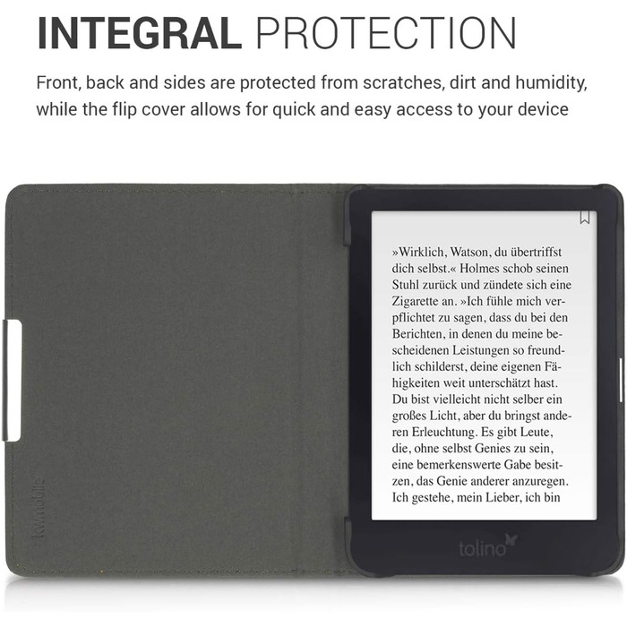 Чохол kwmobile для Tolino Shine 3: тканинний захисний чохол-обкладинка, сірий