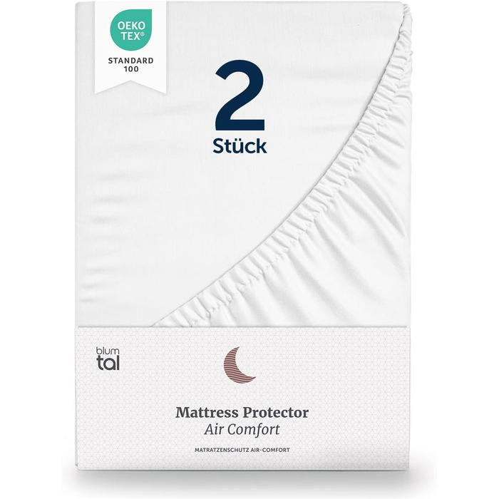 Blumtal® Mattress Protector - 100x200 cm Set of 2 - Waterproof Mattress Cover - Oeko-TEX certified waterproof mattress cover 100x200 - Quiet mattress protection - Breathable moisture protection