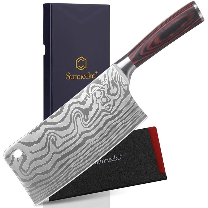 Японський ніж Sunnecko Santoku 17 см - професійний кухонний ніж для приготування їжі, універсальний ніж шеф-кухаря