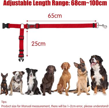 Автомобільний ремінь безпеки для собак, поводок для собак у машині, кріплення до підголівника, міцний поводок, шлейка для собак, котів та домашніх тварин (червоний)