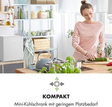 Міні-холодильник Klarstein Snoopy Eco з морозильною камерою 46 л, білий - енергоефективний, тихий (41 дБ)