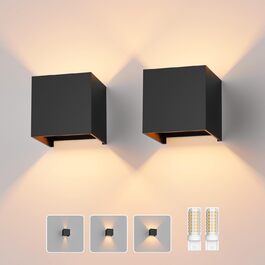 LED-стінні світильники Klighten 2 шт. з регульованим кутом освітлення, тепле світло 3000K, алюміній, для внутрішнього та зовнішнього використання, антрацит (чорний)
