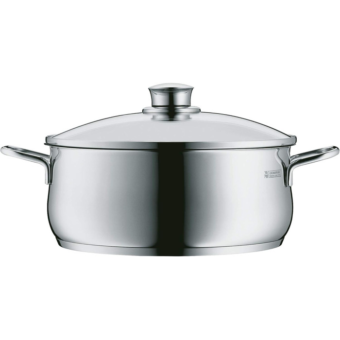 Каструля WMF Diadem Plus 24 см з кришкою, 4,5 л, нержавіюча сталь, для індукції, без покриття, макарони