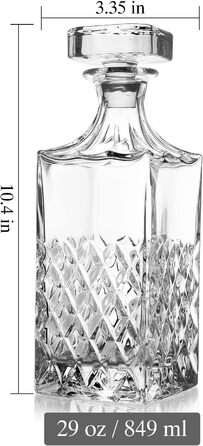 LIGHTEN LIFE Whisky Decanter 849 ml Lead-Free Whisky Carafe with Stopper in Gift Box, Crystal Scotch Decanter, Premium Bourbon Decanter, Spirits Decanter for, Bourbon, Carafe for Men