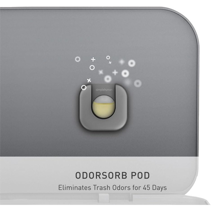 Сміттєвий бак Simplehuman CW2080 45 л з педальним механізмом, з відділенням для пакетів, для кухні, з нержавіючої сталі та сірого пластику