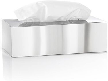 blomus -NEXIO- Kleenex box made of polished stainless steel, cosmetic tissue box for all paper tissues, paper tissue dispenser one-hand operation, exclusive bathroom accessory (W / D / H: 7.5 x 24 x 12 cm, stainless steel, 66660)