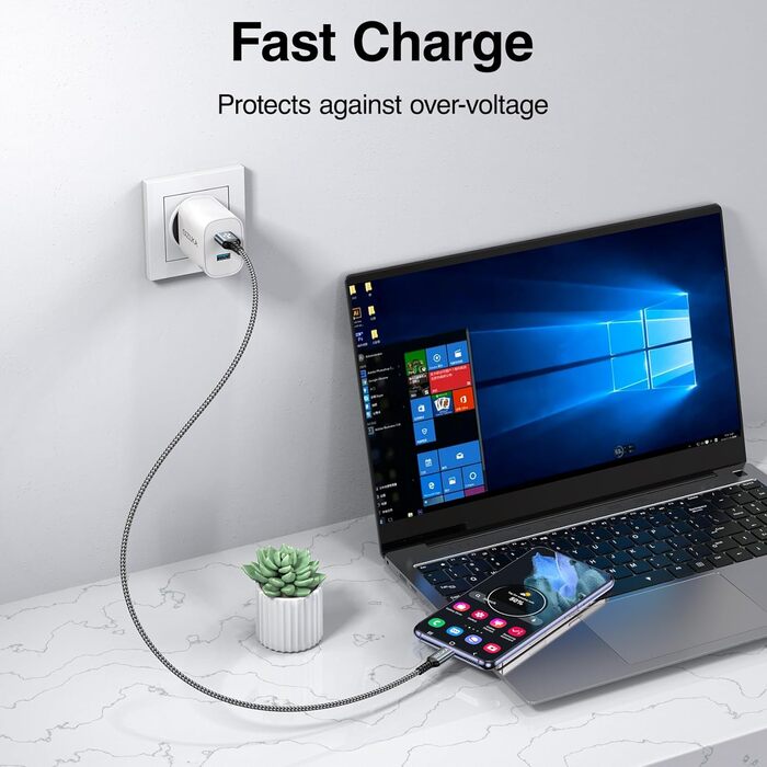 Кабель USB-C [3 шт, 2 м] для Samsung Galaxy: швидка зарядка, 2 м + 2 м + 2 м