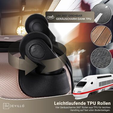 Набір валіз Devillo® Hartschalenkofferset 4шт. S-M-L-XL, Чорний - жорсткий кейс, валіза на колесах, для подорожей, з замком, ABS-пластик, телескопічна ручка