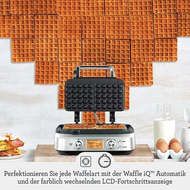 Sage - The Smart Waffle Pro - Waffle Iron - Belgian Waffles - Kitchen Appliances, Waffle Maker - Brushed Stainless Steel
