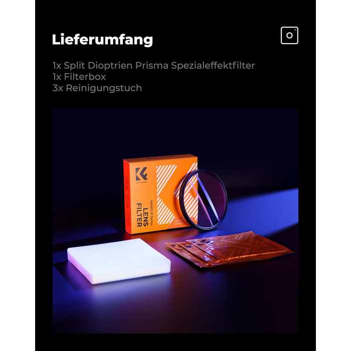 Фільтр K&F CONCEPT Split Dioptrien Prisma для створення ефекту боке та розділеного фону, 72 мм (Nano-Basic)