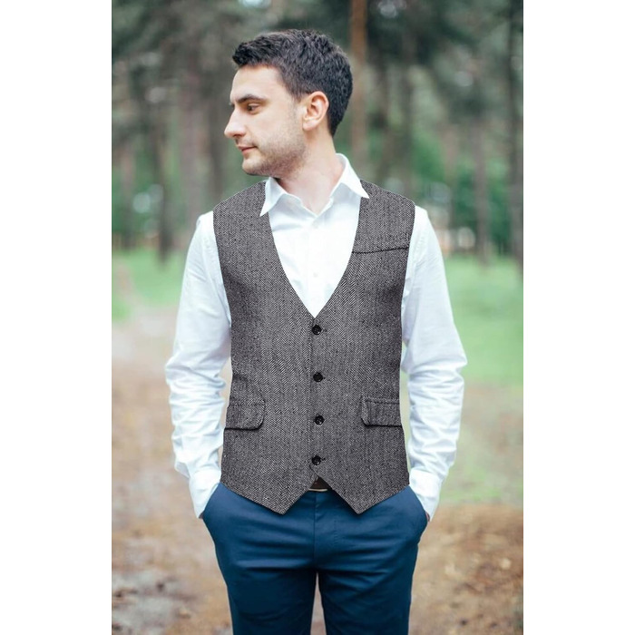 Жилет чоловічий RONGKI Showu з паєтками, Slim Fit, для вечірки, весілля, ділового стилю, елегантний, в стилі блейзера (XXL, візерунок 'єлочка', чорний/білий)